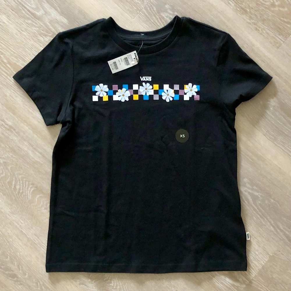 Vans Women's Floral Check Tee Sz XS NWT